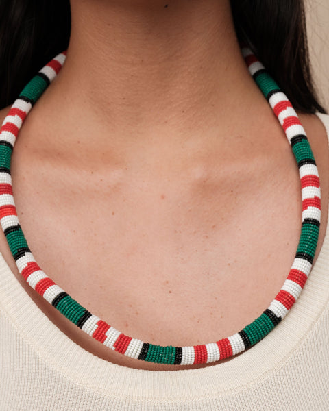 Colar Coral de Miçangas | Kamayurá