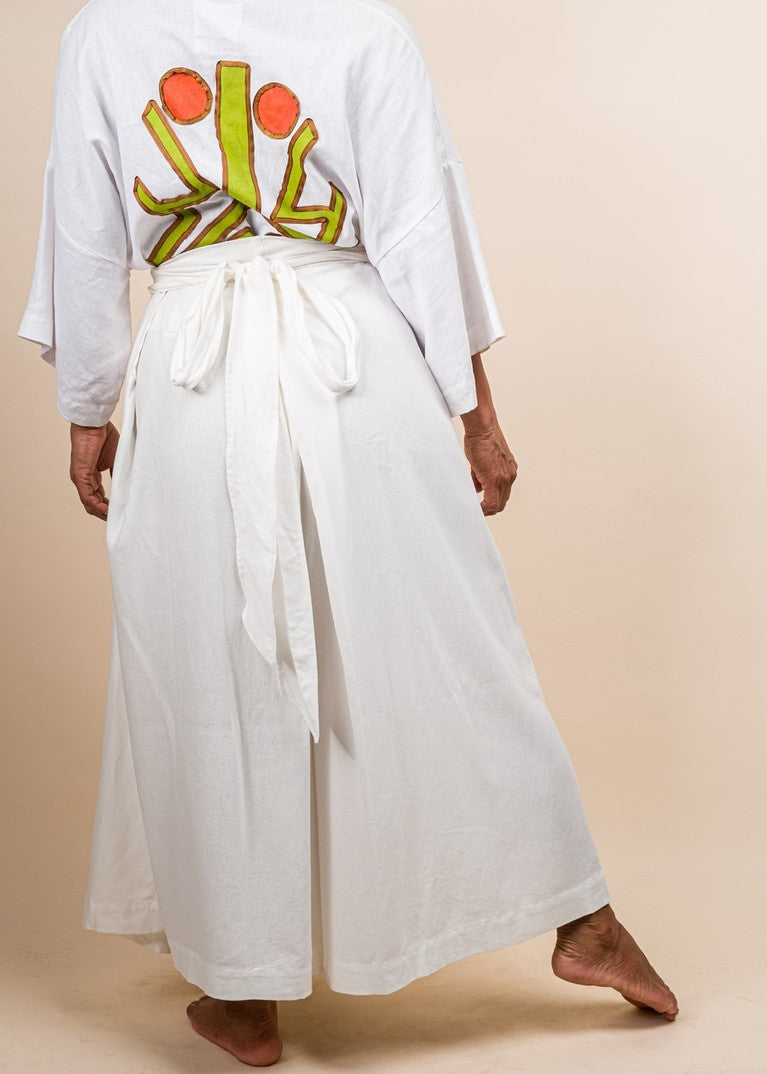 Calça Hakama Branca de Linho | WANWAN - TUCUM