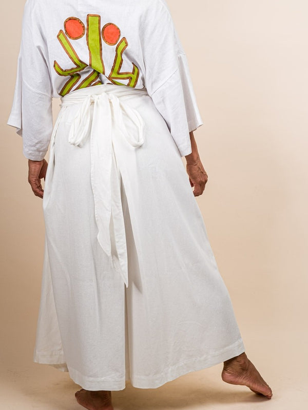 Calça Hakama Branca de Linho | WANWAN - TUCUM