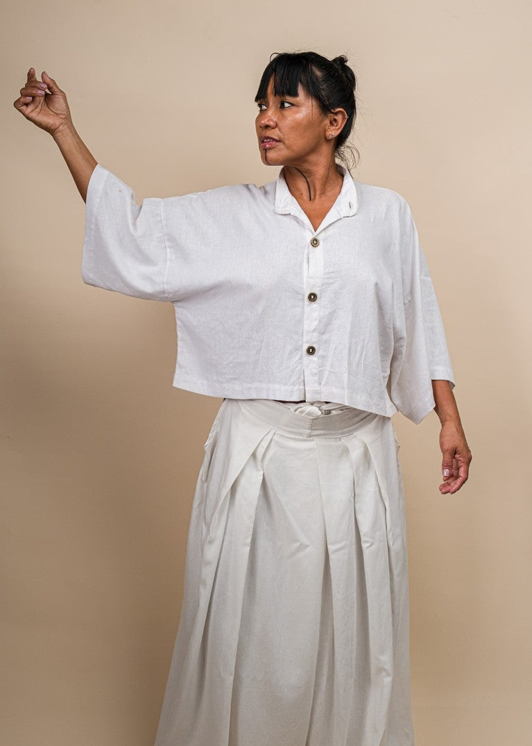 Calça Hakama Branca de Linho | WANWAN - TUCUM