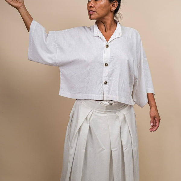 Calça Hakama Branca de Linho | WANWAN - TUCUM