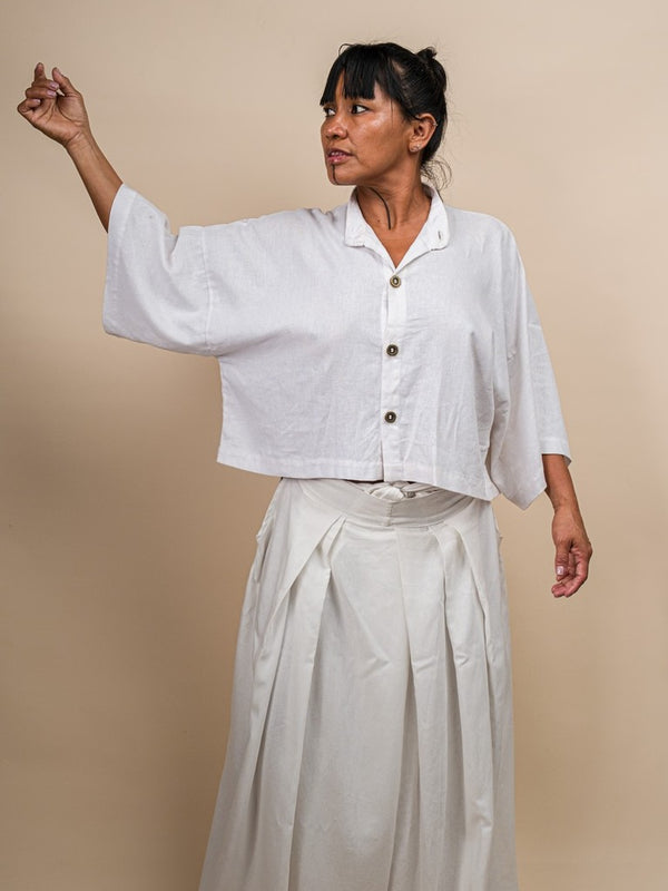 Calça Hakama Branca de Linho | WANWAN - TUCUM