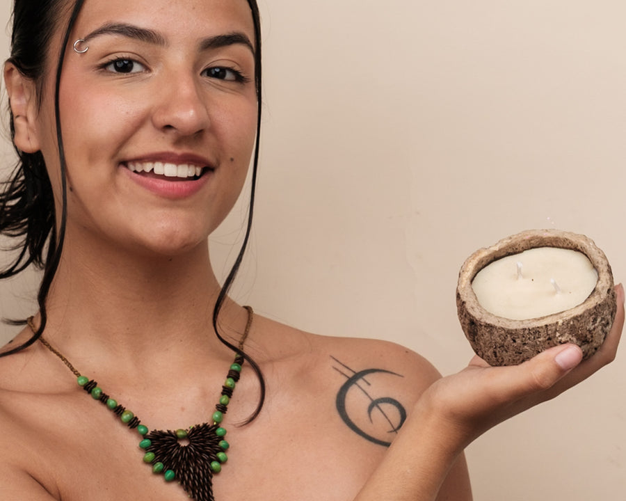 Kit colar Pataxó + Vela aromática | TUCUM