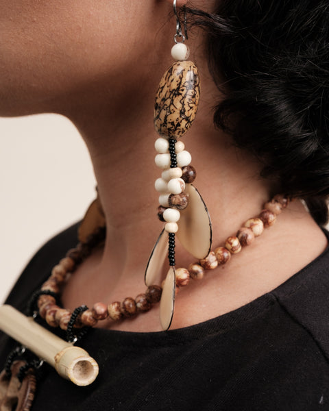 Brincos de jupati com lascas de jarina | TWINS, As Cariocas