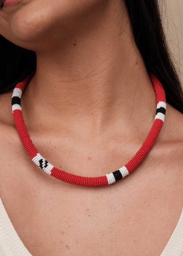 Colar Coral de Miçangas | Kamayurá