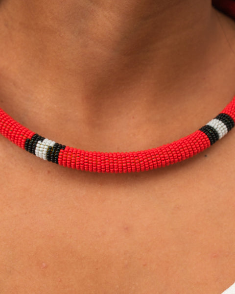Colar Coral de Miçangas | Guajajara