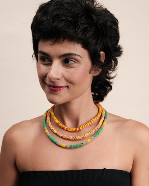 Colar coral indígena | Kayapó