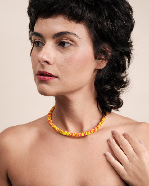 Colar coral indígena | Kayapó