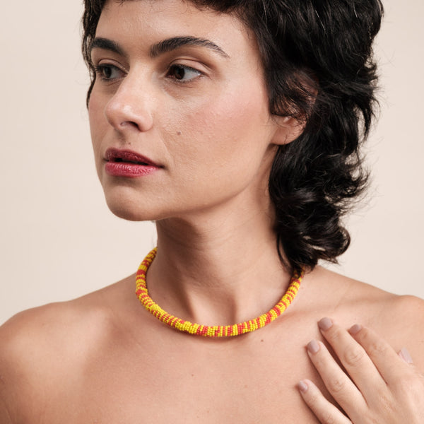 Colar coral indígena | Kayapó