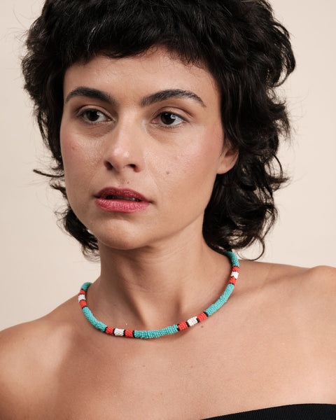 Colar coral indígena | Kayapó