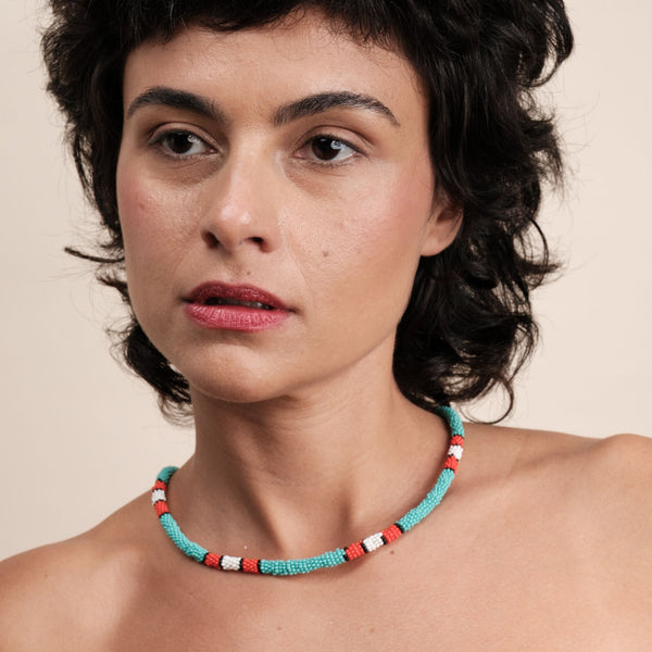 Colar coral indígena | Kayapó