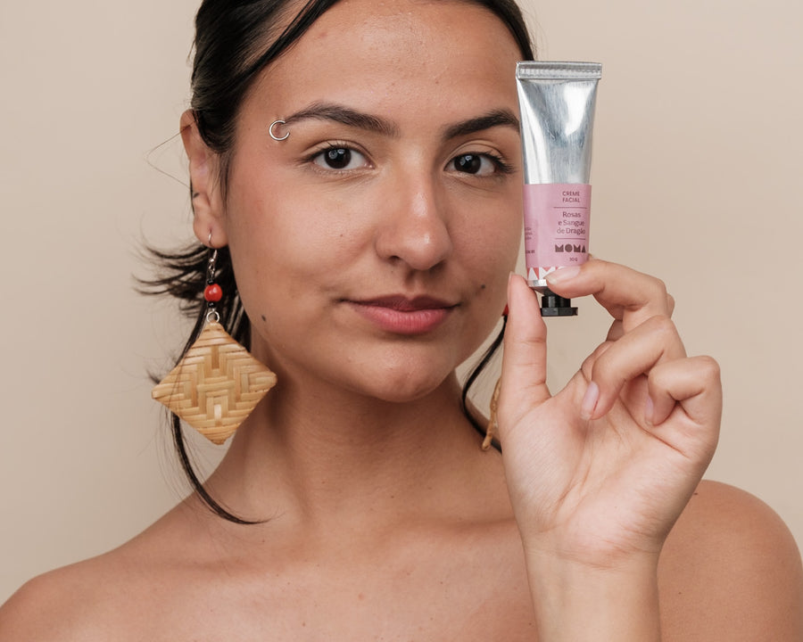 Kit brincos Taurepang + creme facial Rosas | TUCUM