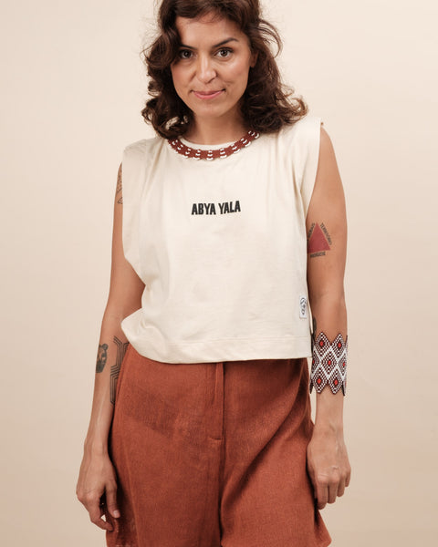 CROPPED ABYA YALA - BEGE (PP) | NALIMO