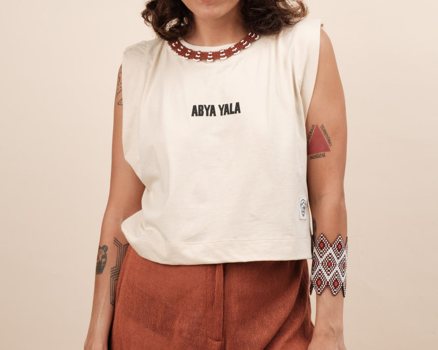 CROPPED ABYA YALA - BEGE (PP) | NALIMO