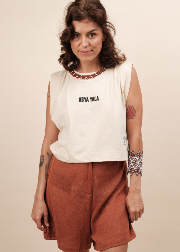 CROPPED ABYA YALA - BEGE (PP) | NALIMO