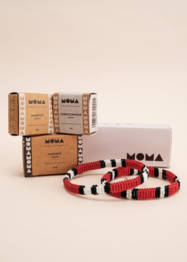 Kit dupla pulseira indígena + mini kit viagem MOMA | TUCUM