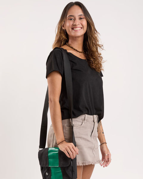 Bolsa Carteiro Bossa Nova Preta/Verde | bossapack