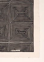 Tela pintura preto e branco feito pelo povo Asurini, artesanato indígena brasileiro 